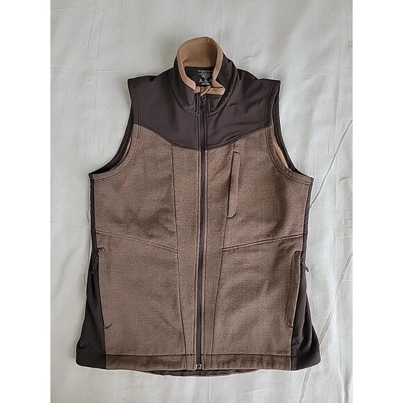 Exofficio Vest Mens L Brown Full Zip Pockets Wool Blend Outdoor Hiking Dad EUC - Picture 1 of 14